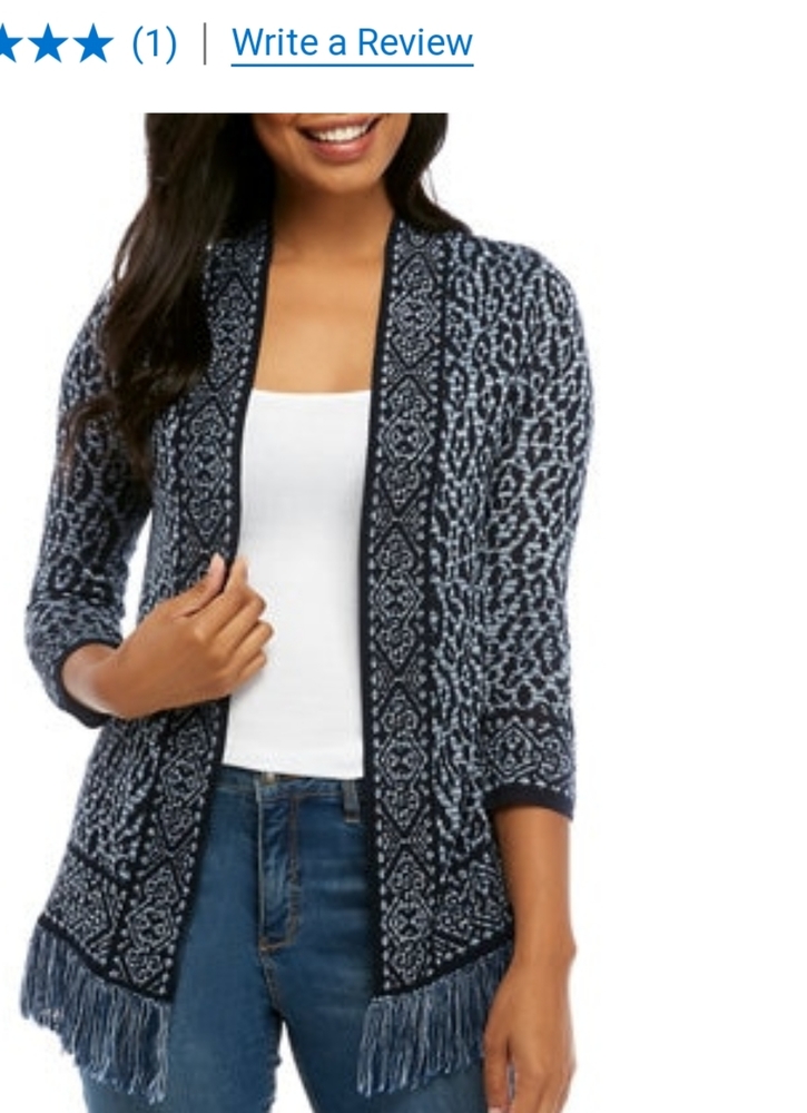 Ruby Rd Animal Fringe Cardigan